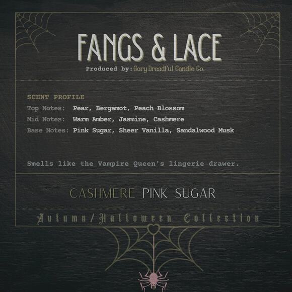 Fangs & Lace Wickless Candle: Cashmere Pink Sugar Scent - Picture 2 of 8